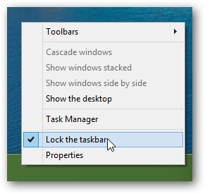 låse opp Windows 8 oppgavelinjen