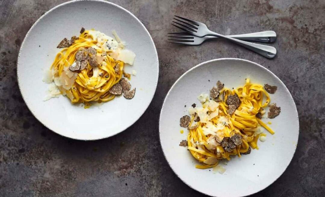 Proteinrik oppskrift for de som ikke kan spise rødt kjøtt! Hvordan lage pasta med trøffelsaus?