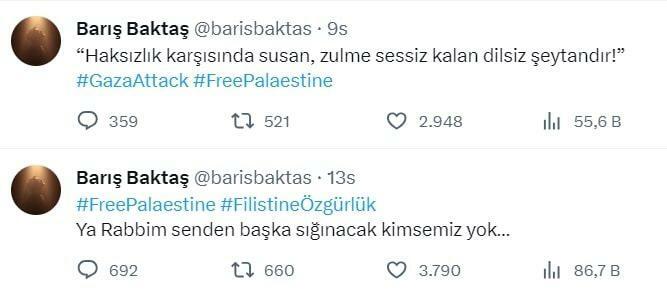 Barış Baktaş Deler støtte til Palestina