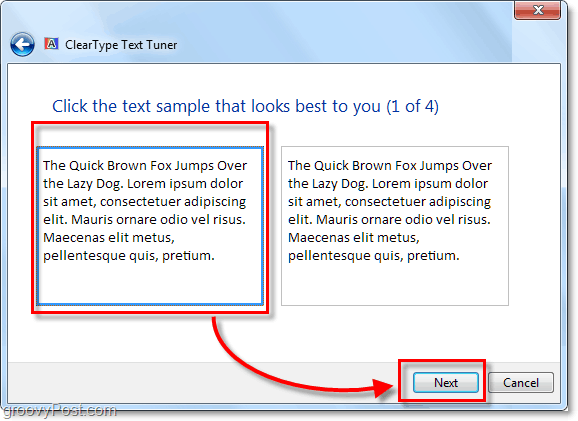 trinn 1 for å kalibrere clearType i windows 7