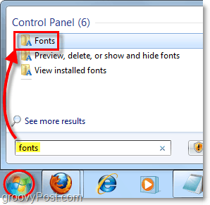 få tilgang til fontkontrollpanelet i Windows 7 