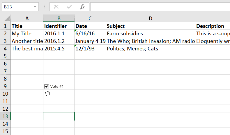 sett inn en avmerkingsboks i Microsoft Excel