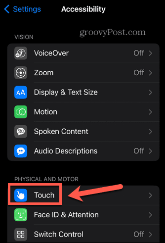 iphone touch-innstillinger