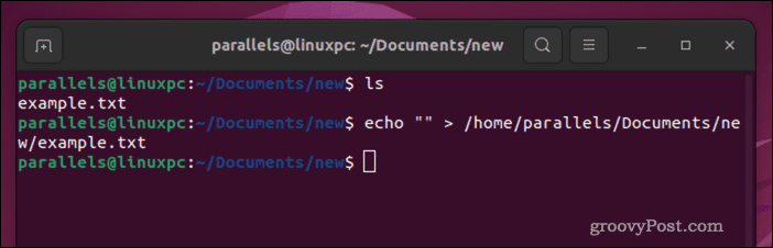 Tøm en Linux-fil med ekko