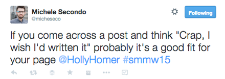 tweet fra holly homer smmw15 presentasjon
