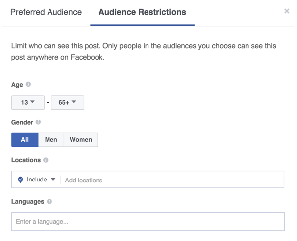 Du kan også begrense synligheten til Facebook-innlegget ditt.