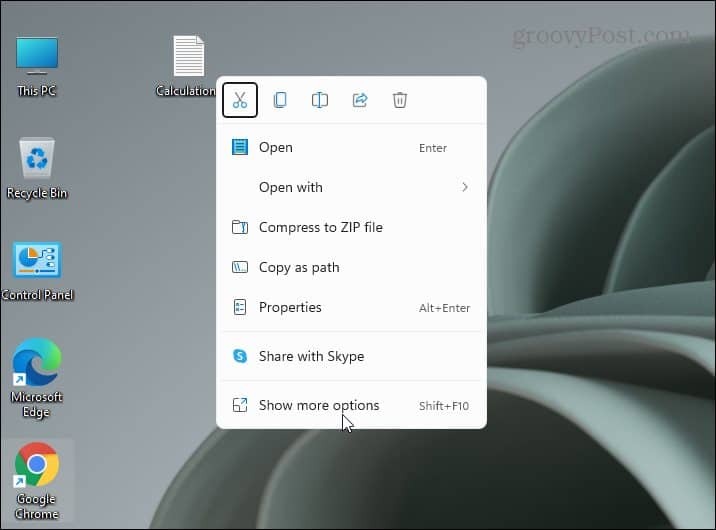 Ny hurtigmeny Windows 11