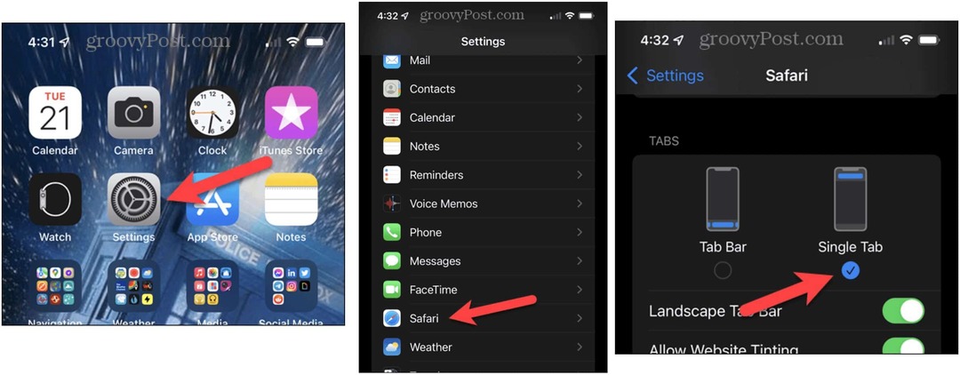 Flytt Safari Search Bar i iOS 15 på iPhone