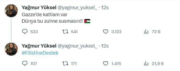 Yağmur Yüksel Deler støtte til Palestina