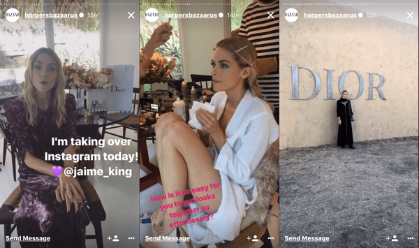 Harper's Bazaar overga Instagram-historien sin til Jaime King for Dior Cruise-showet.