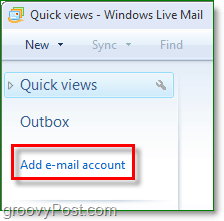 legg til e-postkonto til Windows Live Mail
