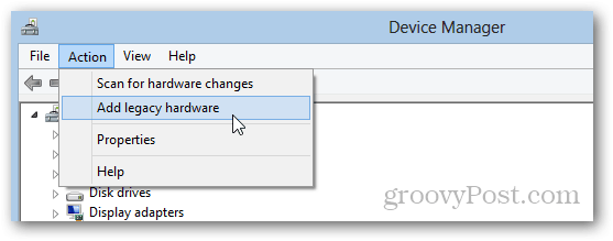 trinnvis installasjon av Microsoft loopback-adapter for windows for windows 8