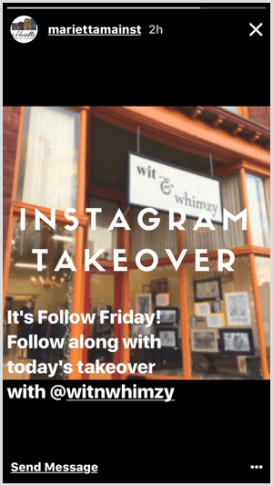 Instagram Stories overtakelseseksempel