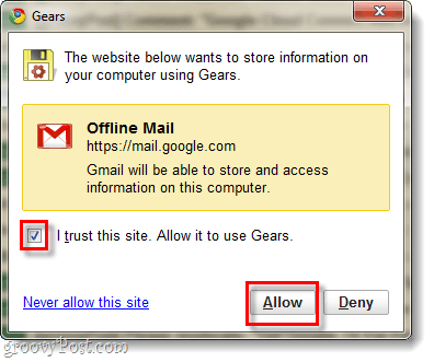 Tillat gmail tilgang til google gir