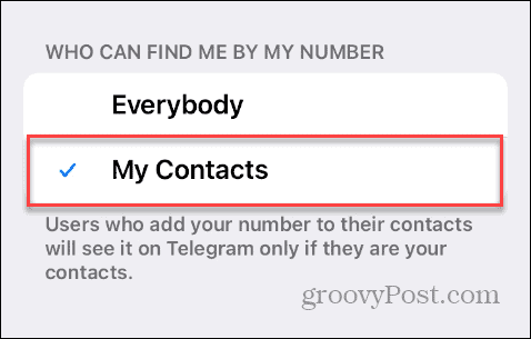 Finn etter telefonnummer på Telegram