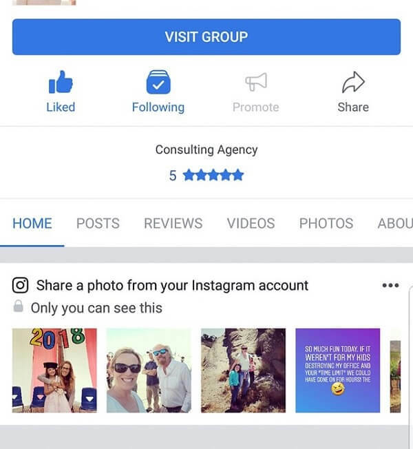 Facebooks mobilapp foreslår nå Instagram-bilder å dele til en side.