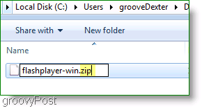 Skjermbilde: Flashplayer ZIP-fil windows 7