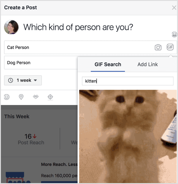 Facebook-avstemning GIF-søk