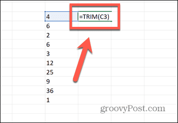 excel trim formel