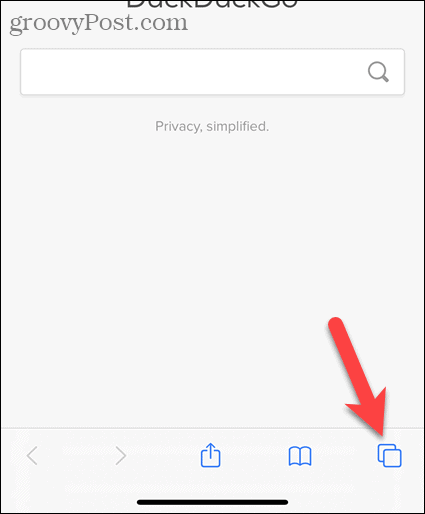 Trykk på tabulatorknappen i Safari på iOS