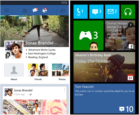 windows telefon facebook app fliser