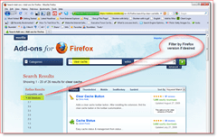Filtrer søkeresultater for Firefox-tillegg