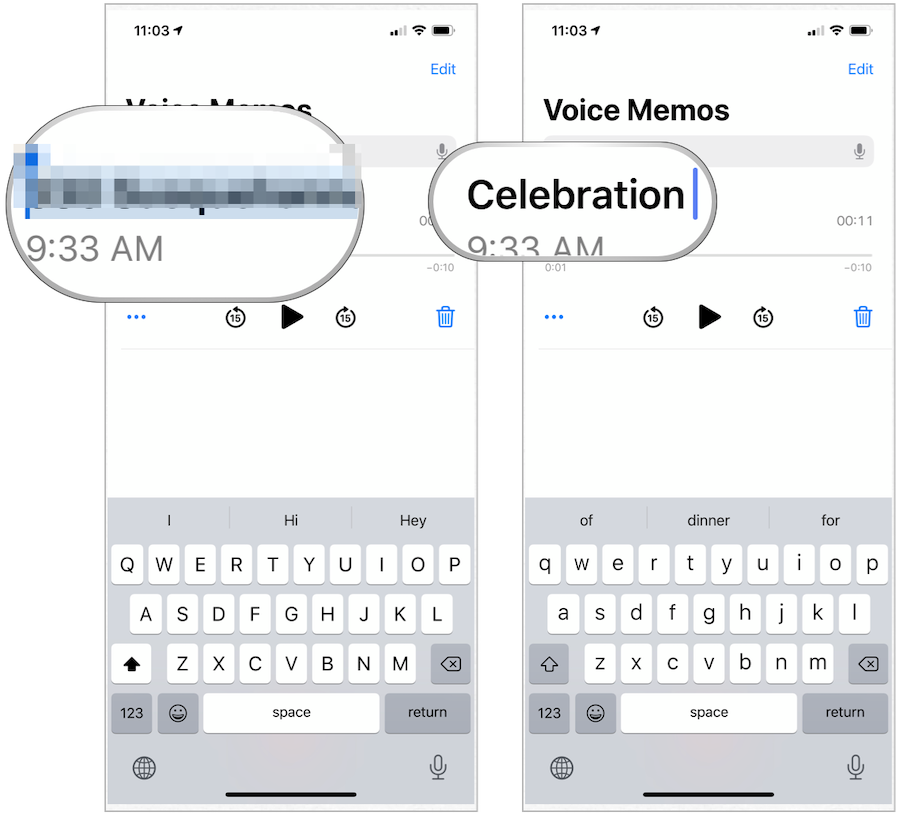 iPhone Voice Memos endrer navn