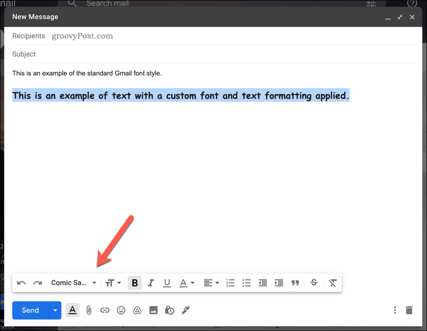 Endre skriftstilen i Gmail manuelt