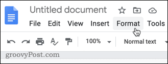 Format-menyen i Google Dokumenter