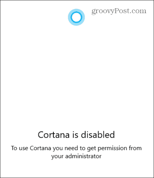Cortana deaktivert