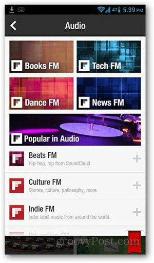 Flipboard-audio-menyen