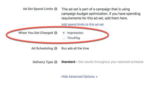 Facebook ThruPlay Optimization-kostnader.