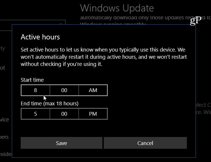Windows 10 angir aktive timer