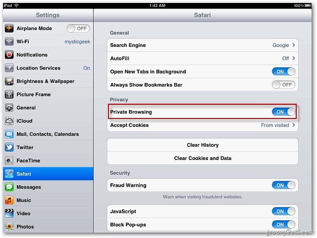Apple iOS 5: Aktiver privat safari-surfing