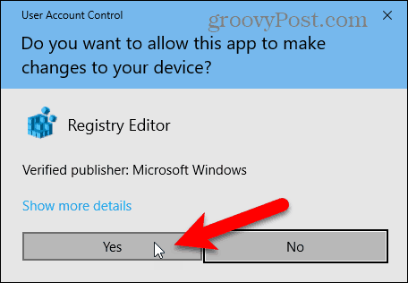 Brukerkontokontroll dialogboks i Windows 10