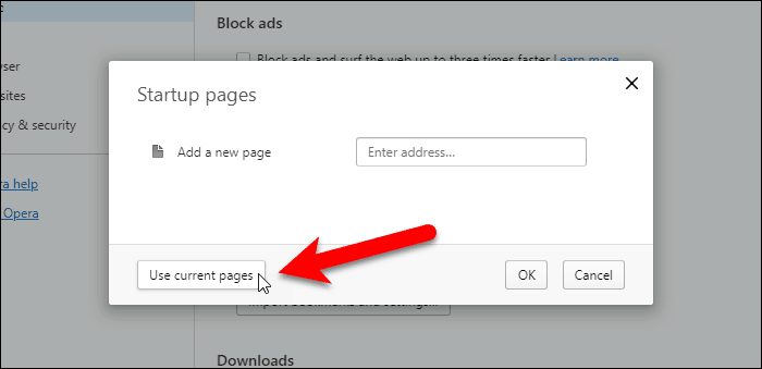 Klikk på Bruk aktuelle sider i Opera