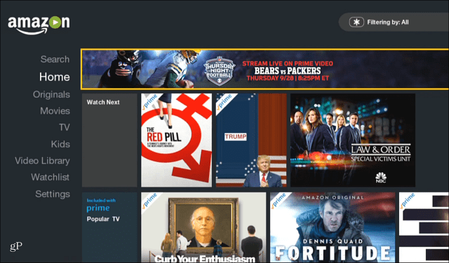 Amazon Video Home Screen NFL Banner