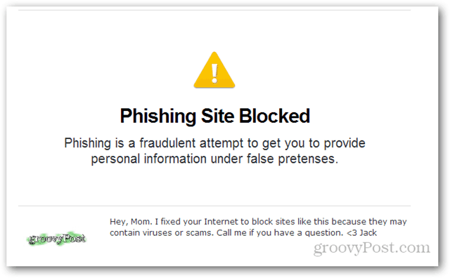 opendns phishing-nettsted er blokkert
