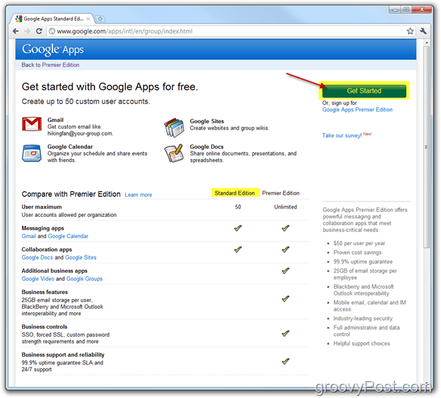 Google Apps Standard Edition-kobling Kom i gang