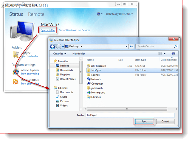 Synkronisere en mappe med Windows Live Sync Beta
