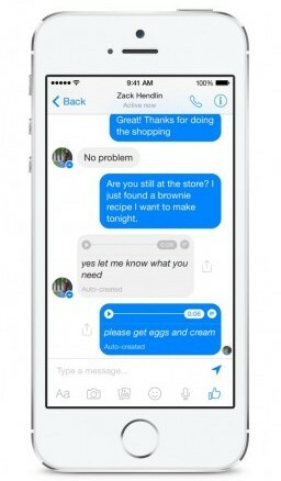 Facebook Messenger tester tale-til-tekst-funksjonen.