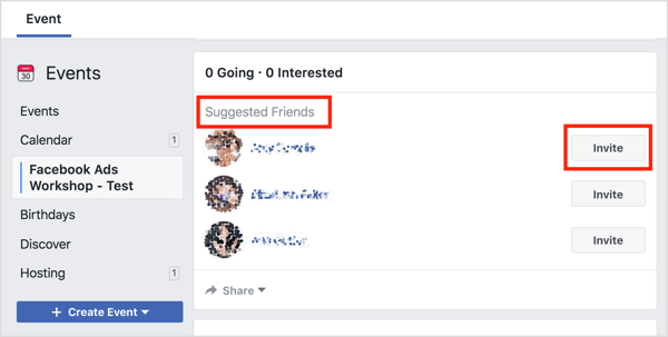 Facebook vil foreslå folk å invitere som er vennene dine som også liker vertssiden som et første alternativ.