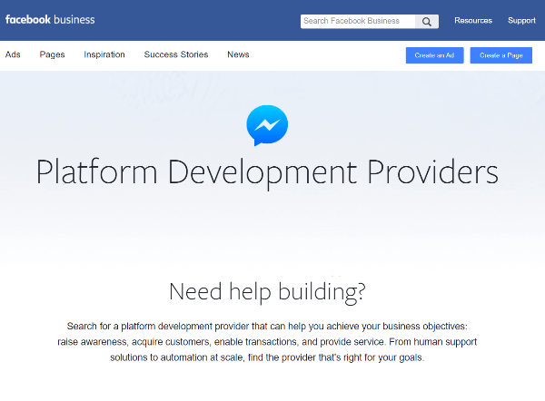 Facebooks nye katalog over plattformutviklingsleverandører er en ressurs for bedrifter å finne leverandører som spesialiserer seg på å bygge opplevelser på Messenger.