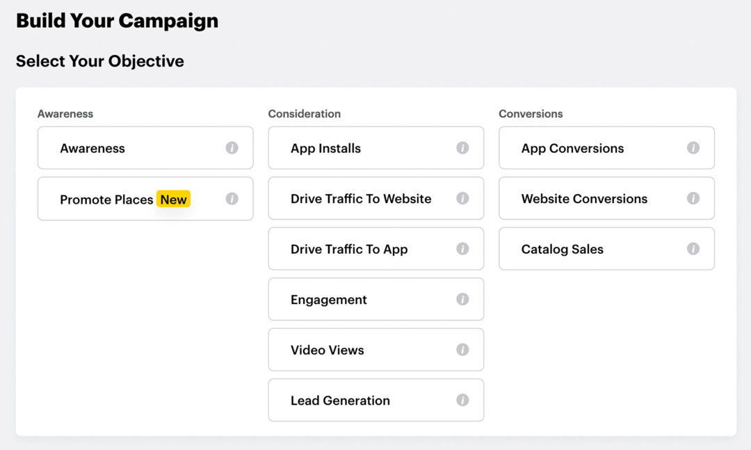 velg mål for Snapchat Instant Create-kampanje