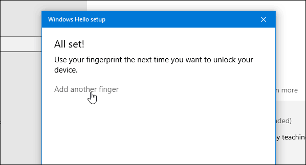 4 Windows Hello Fingerprint Complete Legg til en annen