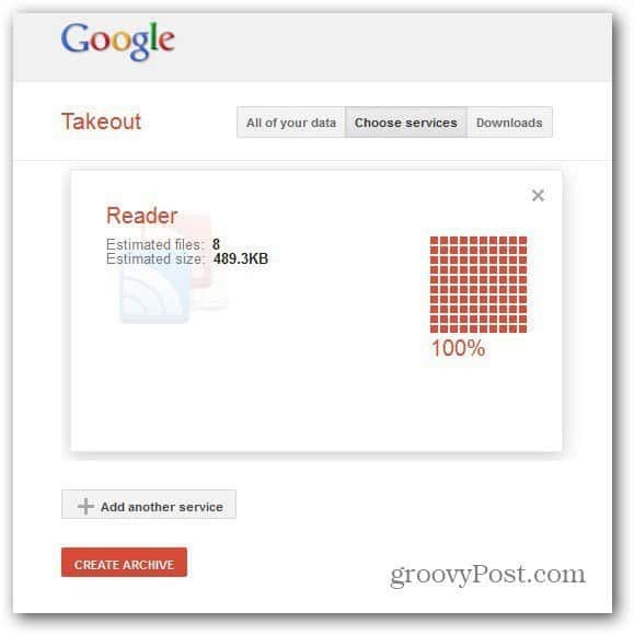 takeaway google reader opprette arkiv