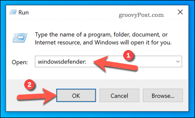 Åpne Windows Security ved å kjøre på Windows