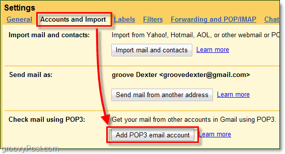 importer ekstern tredjeparts e-post til gmail uten videresending