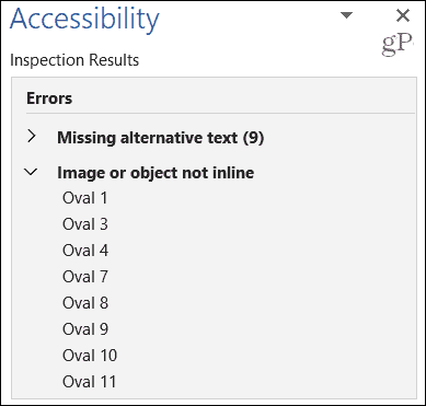 Microsoft Office Accessibility Checker Feil