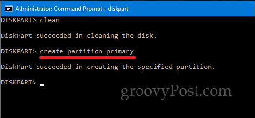 DiskPart Windows 10-kommandolinjen